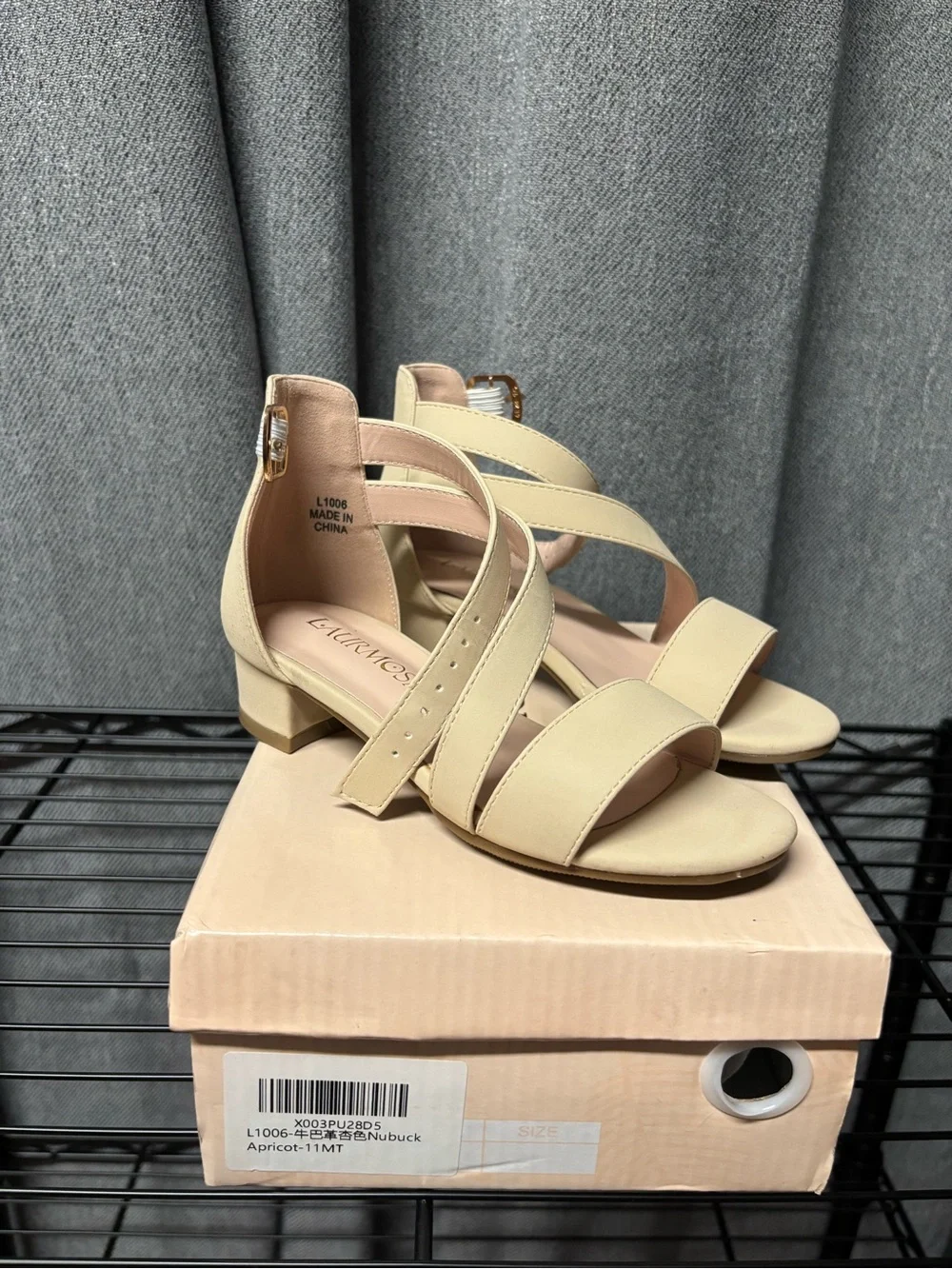 Girls' Apricot Strappy Low Block Heel Sandals